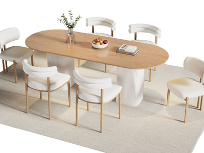 现代椭圆形餐桌椅组合3d模型 现代椭圆形餐桌椅组合