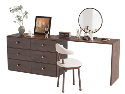 现代中古风化妆 梳妆台3d模型 现代中古风化妆 梳妆台