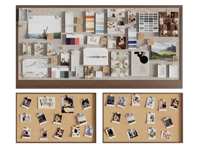 现代便签墙 墙饰挂件3d模型 现代便签墙 墙饰挂件