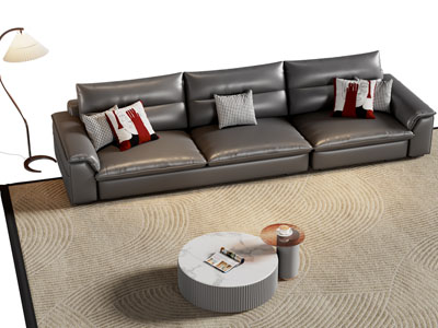 现代多人沙发 茶几组合3d模型 现代多人沙发 茶几组合