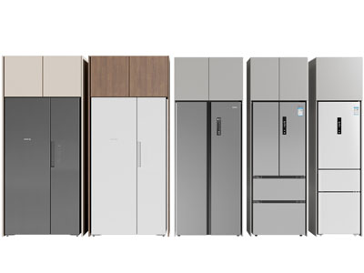 现代嵌入柜体的电冰箱3d模型 现代嵌入柜体的电冰箱