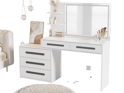 现代奶油风化妆 梳妆台3d模型 现代奶油风化妆 梳妆台