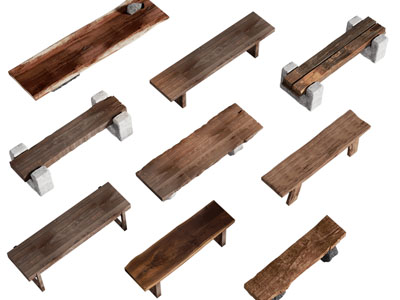 侘寂风实木长凳子