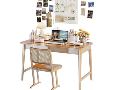 北欧书桌椅组合3d模型 北欧书桌椅组合