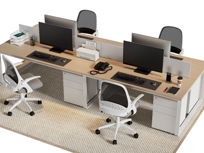 现代办公桌椅组合3d模型 现代办公桌椅组合