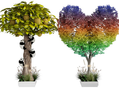 现代景观爱心树木3d模型 现代景观爱心树木