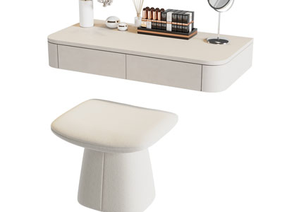 现代奶油风悬挂式化妆 梳妆台3d模型 现代奶油风悬挂式化妆 梳妆台