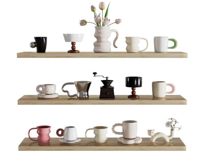 侘寂风陶瓷咖啡杯子 茶具杯子3d模型 侘寂风陶瓷咖啡杯子 茶具杯子