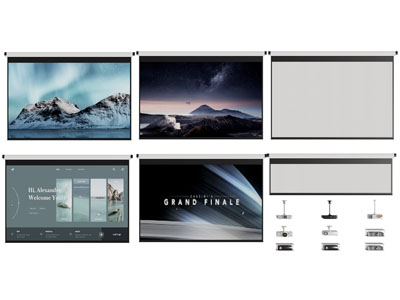 现代投影仪 投影幕布3d模型 现代投影仪 投影幕布