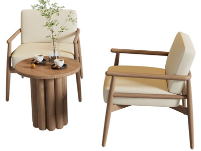 现代休闲椅子 边几