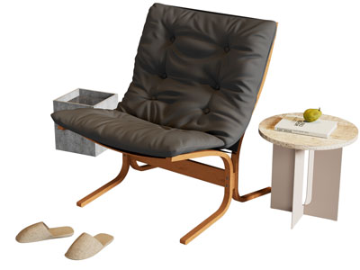 现代休闲椅子 边几