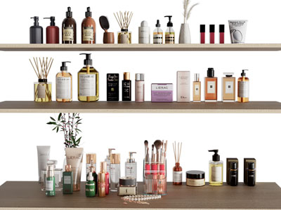 现代护肤品 化妆品 香薰摆件组合3d模型 现代护肤品 化妆品 香薰摆件组合