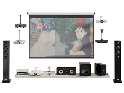 现代投影仪 投影幕布 立式音响3d模型 现代投影仪 投影幕布 立式音响