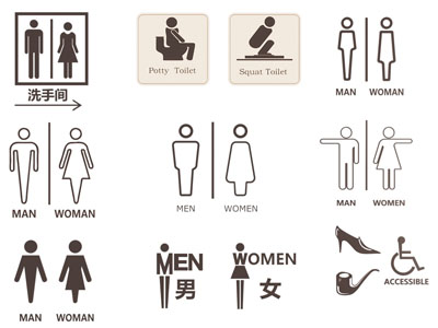 现代洗手间图标 指示牌 导引牌
