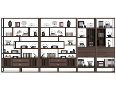 新中式实木中古风博古架 装饰柜