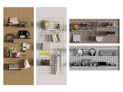 现代洞洞眼置物收纳板 墙饰3d模型 现代洞洞眼置物收纳板 墙饰