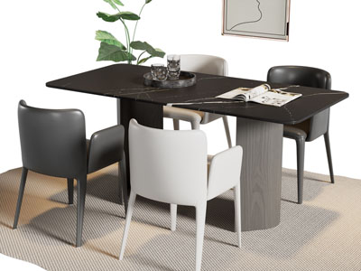 现代大理石餐桌椅组合3d模型 现代大理石餐桌椅组合