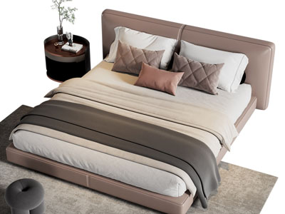 现代双人床 床头柜