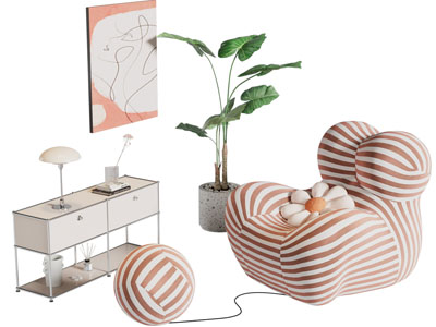 现代懒人沙发 边柜