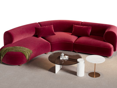 现代弧形多人沙发 茶几组合3d模型 现代弧形多人沙发 茶几组合