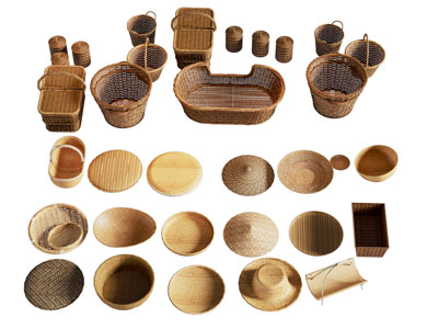 现代中古风藤编收纳筐 箩筐 编织篮3d模型 现代中古风藤编收纳筐 箩筐 编织篮