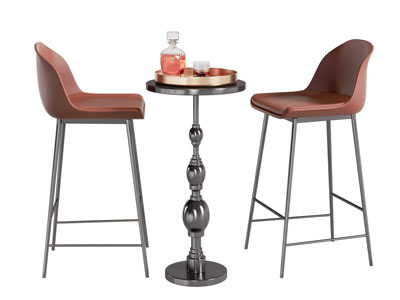 法式吧几 吧椅 休闲桌椅组合3d模型 法式吧几 吧椅 休闲桌椅组合