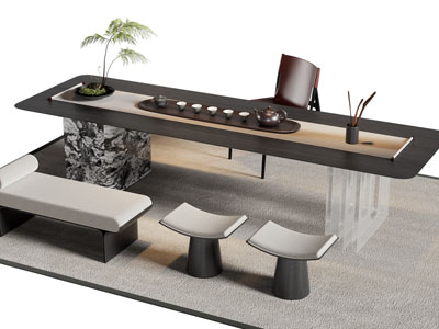 现代茶桌椅组合3d模型 现代茶桌椅组合