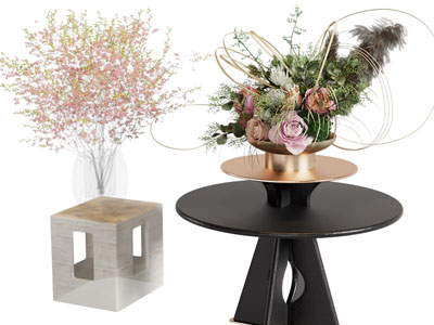 现代轻奢花瓶花卉3d模型 现代轻奢花瓶花卉