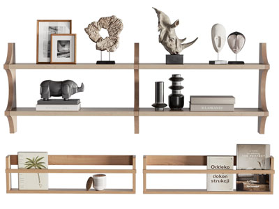 现代装饰画 饰品 书籍 摆件组合 墙面置物架 墙饰3d模型 现代装饰画 饰品 书籍 摆件组合 墙面置物架 墙饰