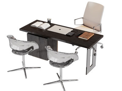现代书桌椅组合3d模型 现代书桌椅组合