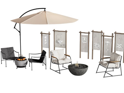 现代围炉煮茶美陈 休闲椅子3d模型 现代围炉煮茶美陈 休闲椅子