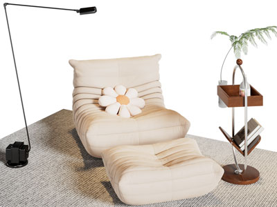 现代奶油风懒人沙发 边几