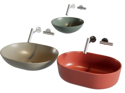 现代彩色陶瓷洗手盆 水龙头