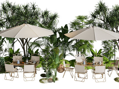 现代营地遮阳伞 休闲餐桌椅组合3d模型 现代营地遮阳伞 休闲餐桌椅组合