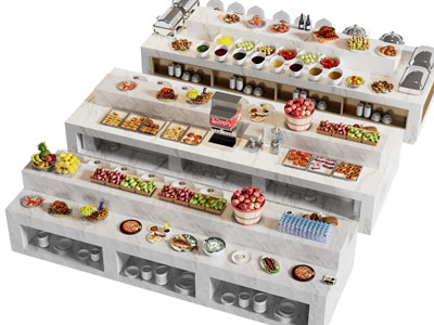 现代自助餐台 取餐台 水果食物