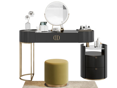 现代轻奢化妆 梳妆台3d模型 现代轻奢化妆 梳妆台