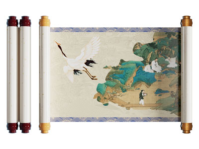 新中式卷轴挂画3d模型 新中式卷轴挂画