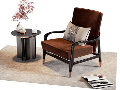 新中式休闲椅子 边几