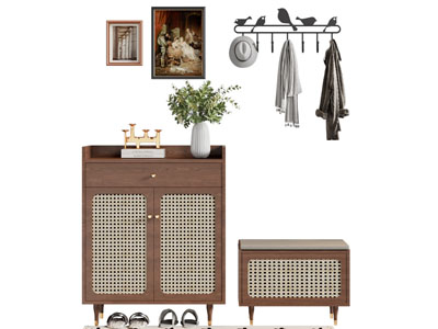 侘寂风玄关鞋柜 换鞋凳