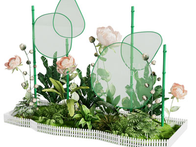 现代植物美陈 户外装置 摆件组合3d模型 现代植物美陈 户外装置 摆件组合
