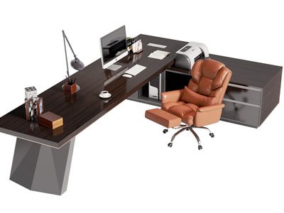 现代老板台 老板桌椅组合3d模型 现代老板台 老板桌椅组合