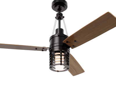 工业风loft三叶吊扇灯3d模型 工业风loft三叶吊扇灯