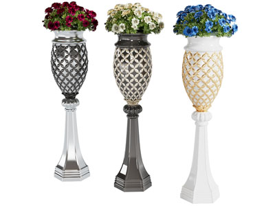 欧式花钵 花瓶花卉摆件组合3d模型 欧式花钵 花瓶花卉摆件组合