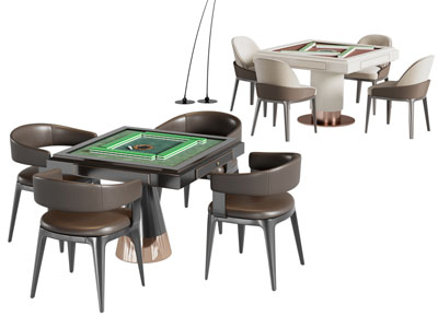 现代方形麻将娱乐桌椅组合3d模型 现代方形麻将娱乐桌椅组合