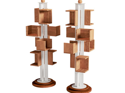 现代中古风书柜 实木金属落地书架