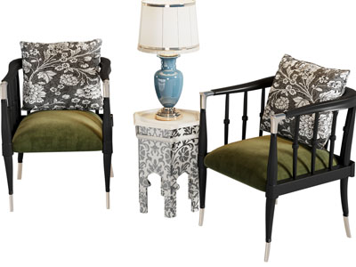 法式休闲椅子 扶手椅子 边几