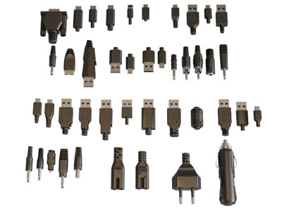 现代电源接口 USB 充电器线 充电器头3d模型 现代电源接口 USB 充电器线 充电器头