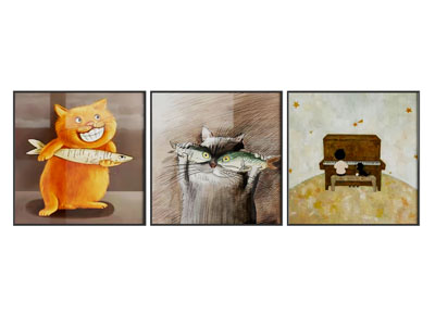 现代卡通动物图案装饰挂画3d模型 现代卡通动物图案装饰挂画