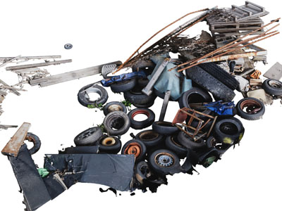 现代废旧垃圾 废车胎 废墟 废弃堆