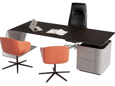 现代办公桌 老板桌椅组合3d模型 现代办公桌 老板桌椅组合